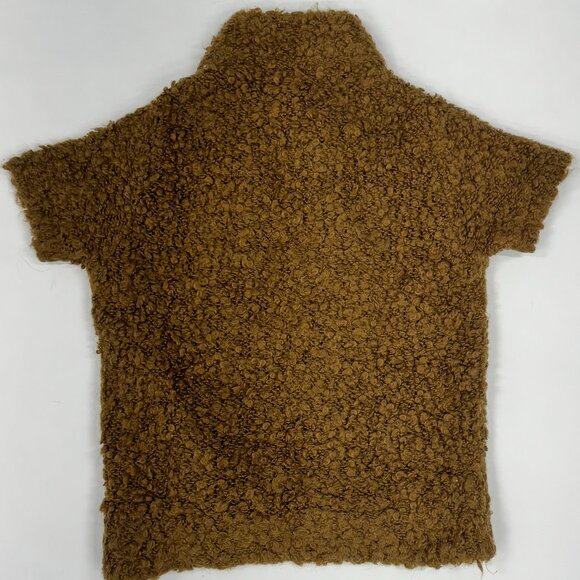 Brown Textured Teddy Knit Short-Sleeve Cardigan - Picture 4 of 6